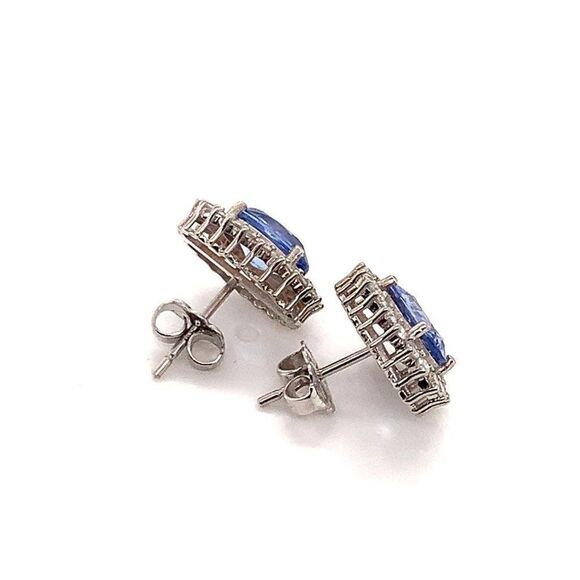 Diamond Sapphire Earrings 14k Gold 3.24 TCW Certified $5,950 018655 - Picture 8 of 12